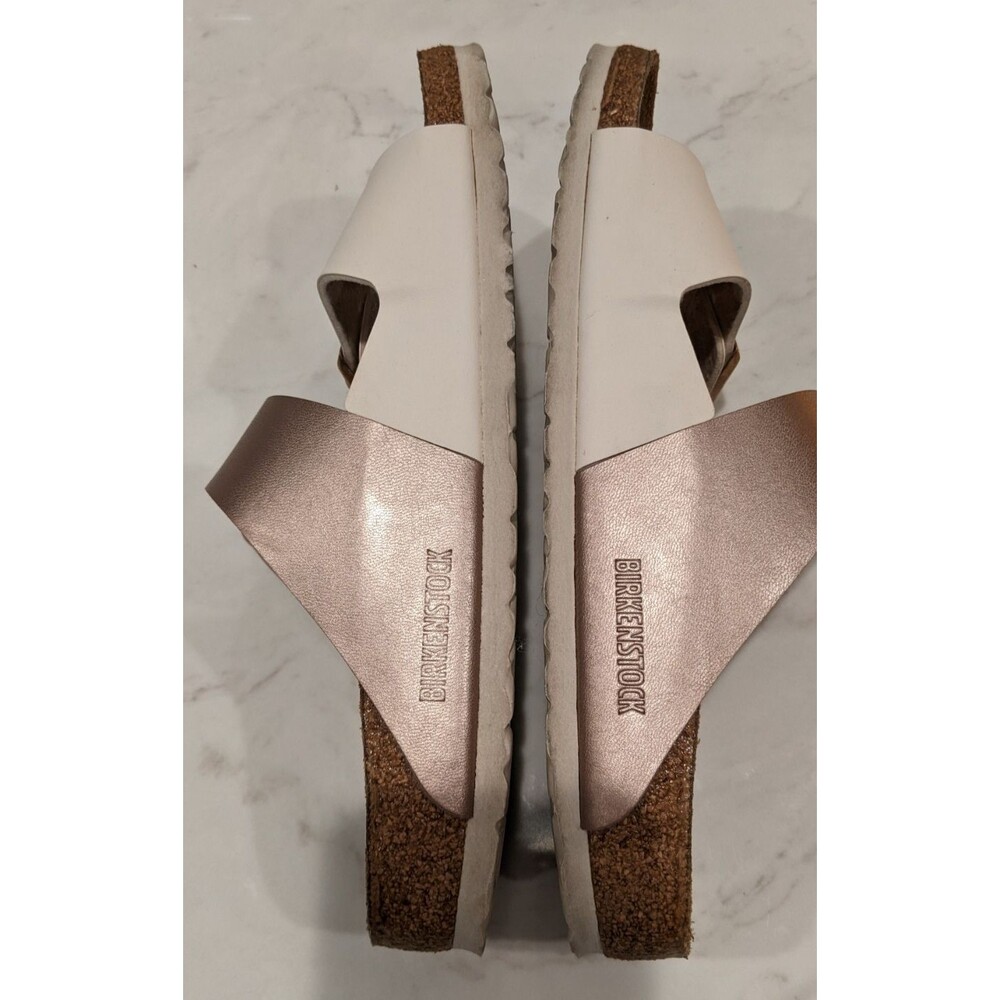 BIRKENSTOCK Arizona Split Birko-Flor Eggshell/Copper 2- Strap Sandal 41/10-10.5 - Picture 12 of 13